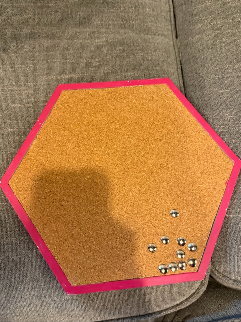 Hexagon Cork Board with Pink Trim — Unbranded